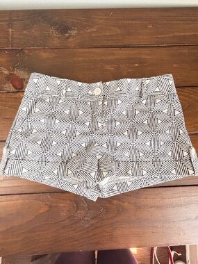 Express Black & White Geometric Print Denim Shorts